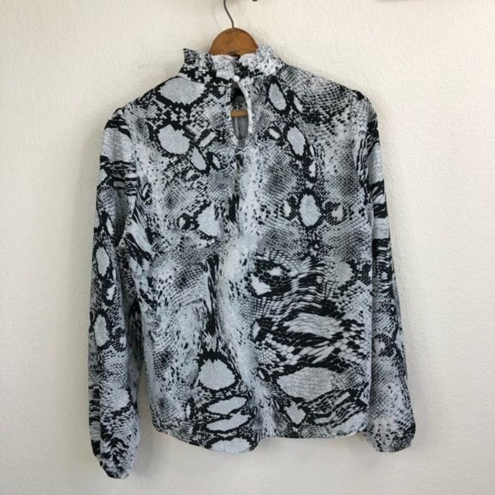H&M Snake Python High Collar Ruffle Blouse - image 4